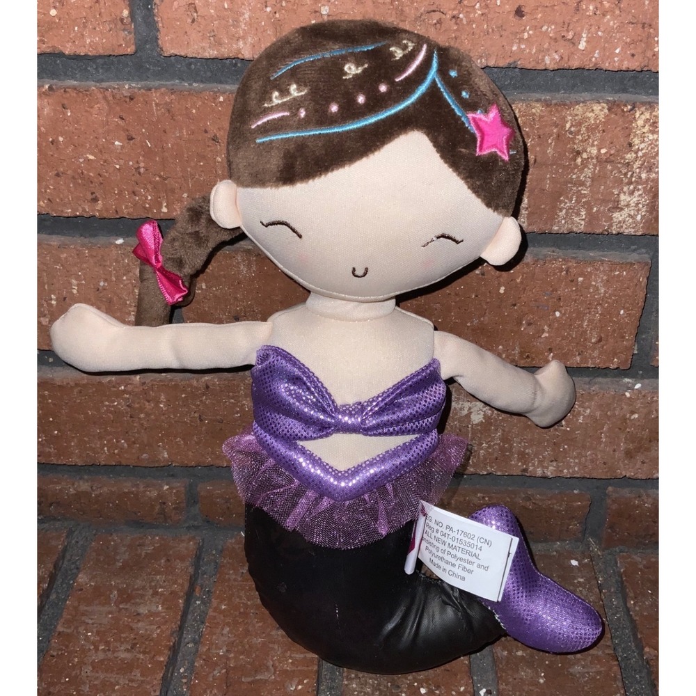 Adora Mermaid Plush Doll Purple Black Shimmer Sea Sparkles Brown Hair Soft Toy